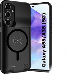 Power Case for Samsung Galaxy A35/A55 Portable Smart Wireless Charging Cover Extended Battery Charger Case for Magsafe PowerBnak