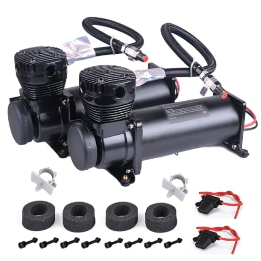 

2 шт. 200PSI Мощный пневматический гудок для автомобиля 12В 1/4NPT, для компрессора пневмоподвески, черный