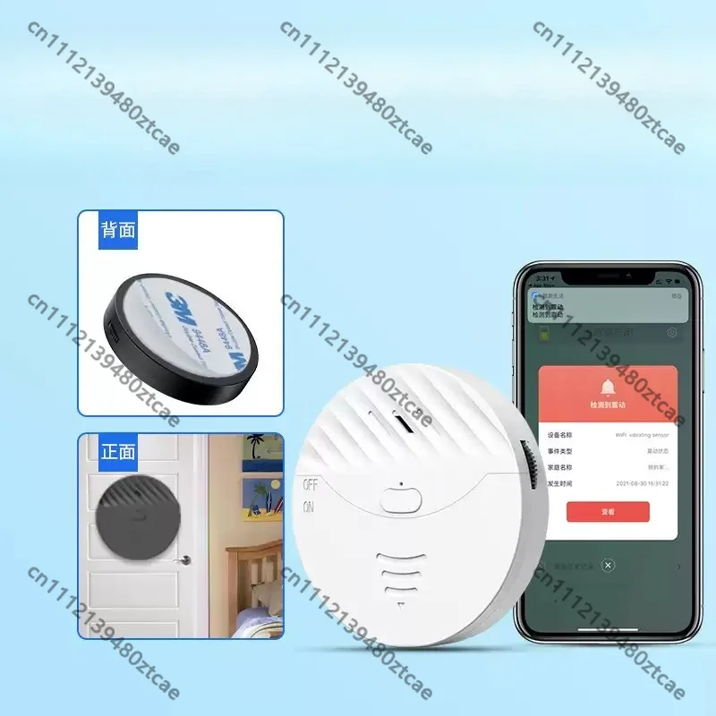 Smart Vibration Trigger Security Detector, Tuya Door Window Anti-theft Alarm with Loud Sound, Remote Push Alert to Mobile Phone