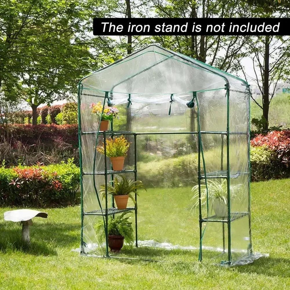 Garden Greenhouse PVC Cover Plants Keep WarmSunroom for Flowers Roll-up Windows (Without Iron Frame) 143*143*195cm/143*73*195cm