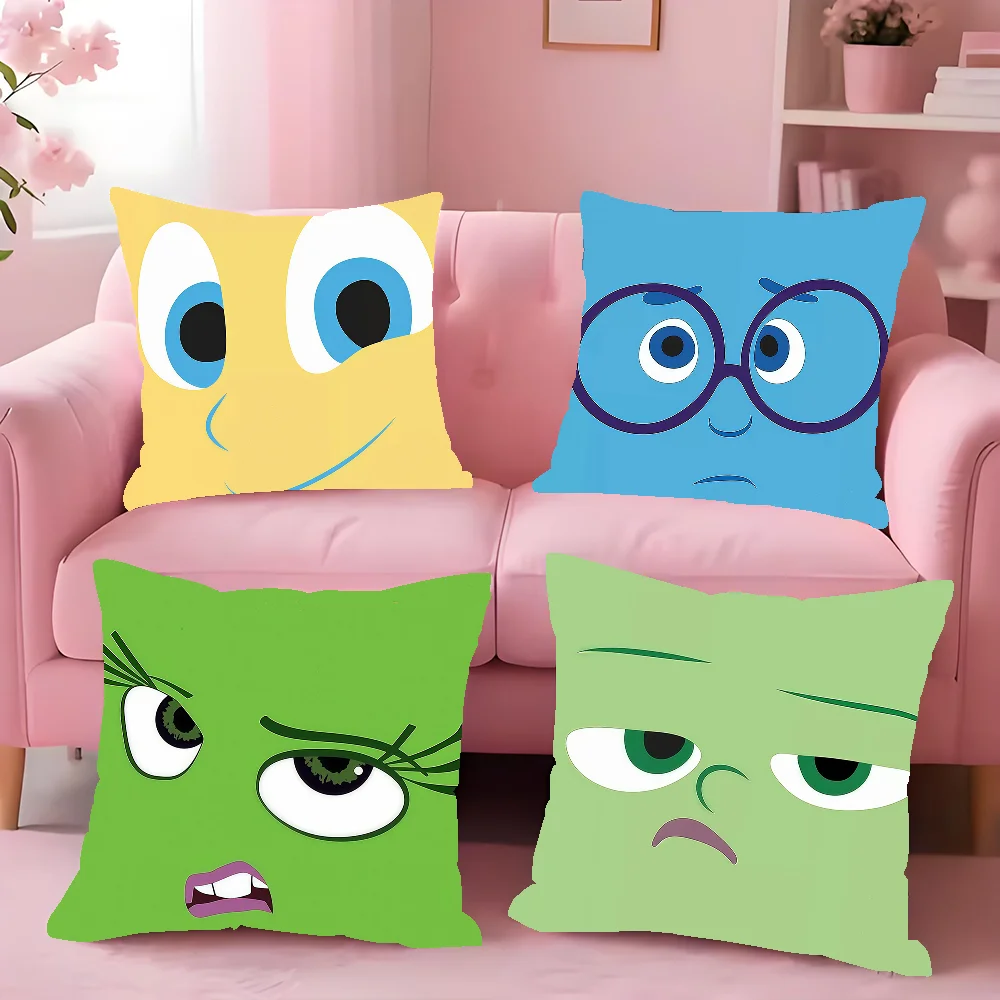 CARTOON ANGRY FEAR SMILE DISGUST Cushion Cover Square Double-Sided Printing Sofa Cushion Cover Pillowcase Bedroom Bedside