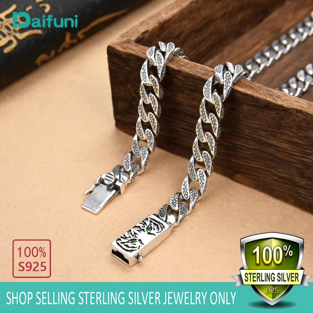 

Daifuni 925 Sterling Silver Miami 7MM Pattern Chain Necklace For Men Singer Sideways Figaro Rap HipHop Style Jewelry Party Gift