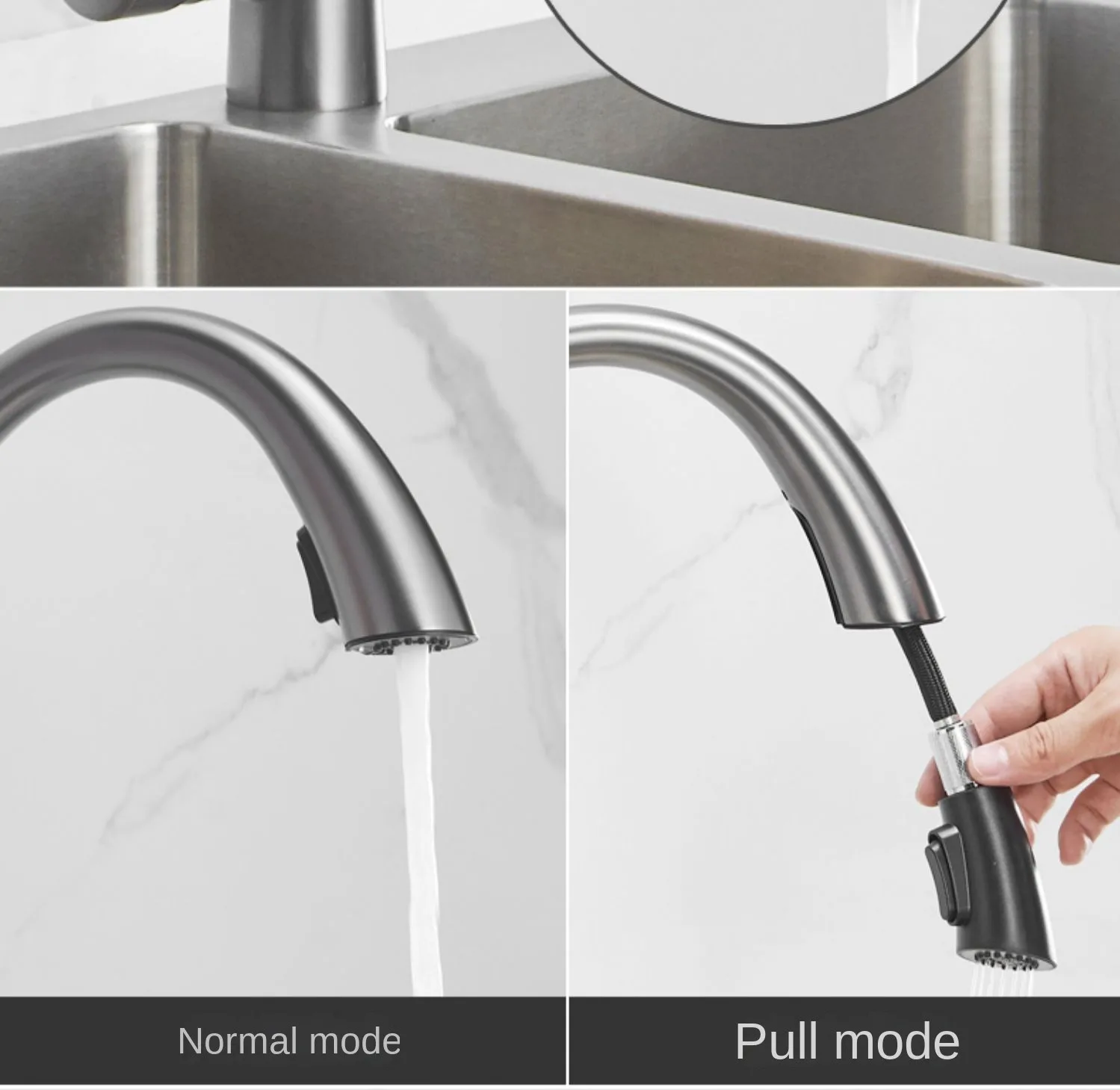 Kitchen Hidden Pull-out Faucet Household Universal Telescopic Copper Laundry Sink Faucet Hot and Cold Mixer Tap Kitchen Faucet