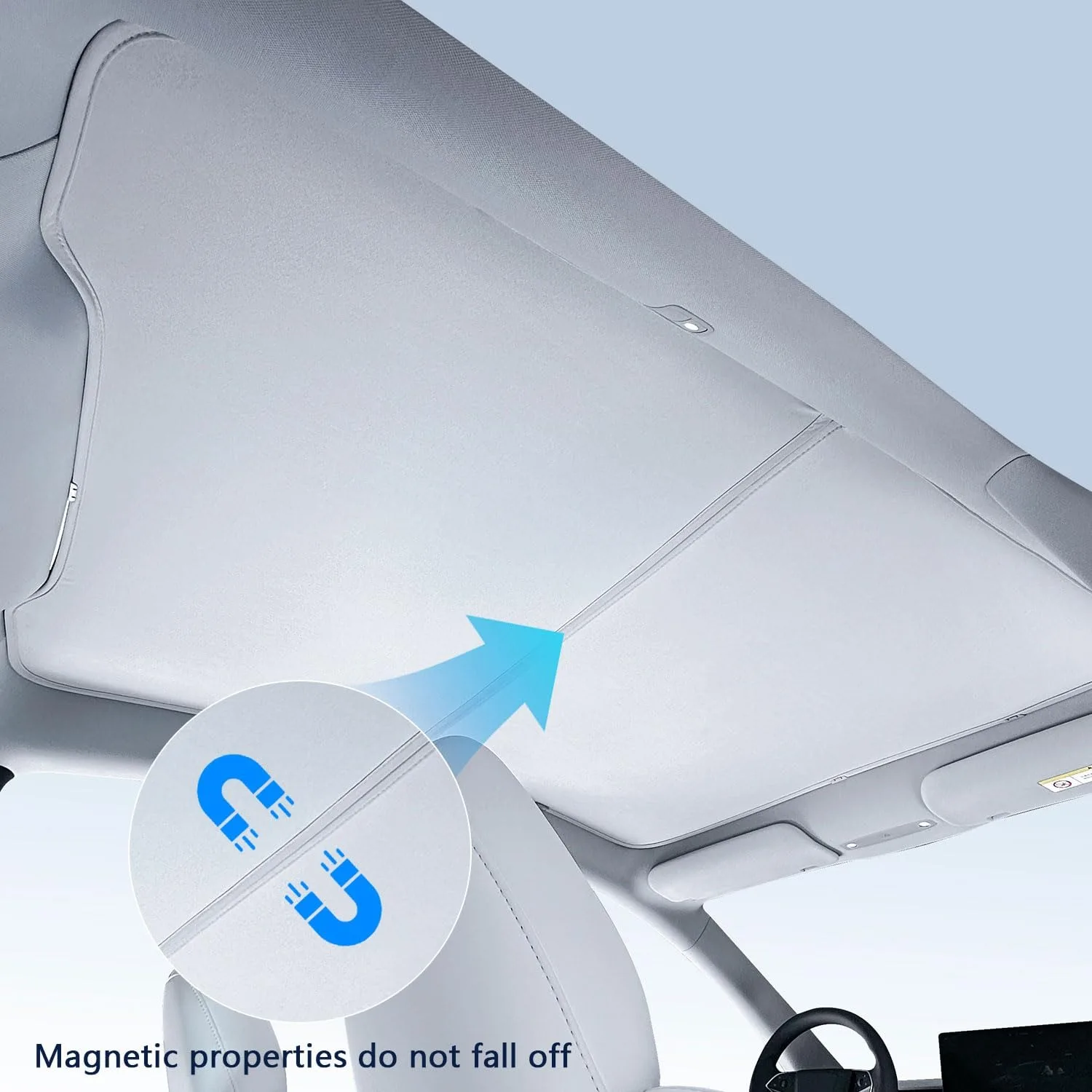 Geeignet für Model Y 2020-2024, Eiskristall-Sonnenschutz, faltbarer Glasdach-Sonnenschutz, UV-Schutz, Wärmeisolierung, Sonnenschutz, Autozubehör – Detail 2