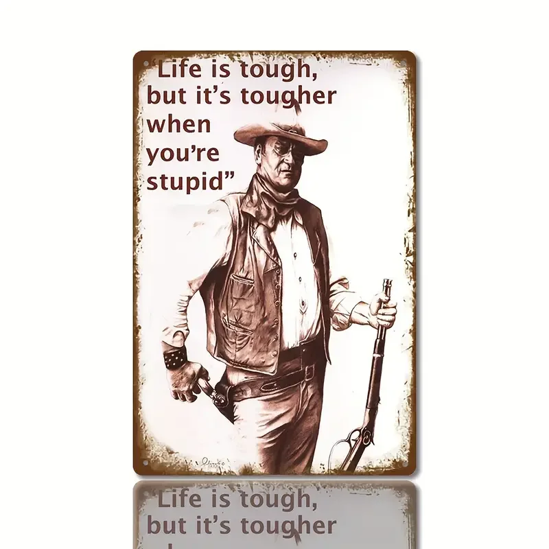 Vintage Cowboy Metal Tin Sign - Durable & Funny Rustic Home Decor, Water-Resistant & Dust-Proof Iron Wall Art, Ideal for Enthusi