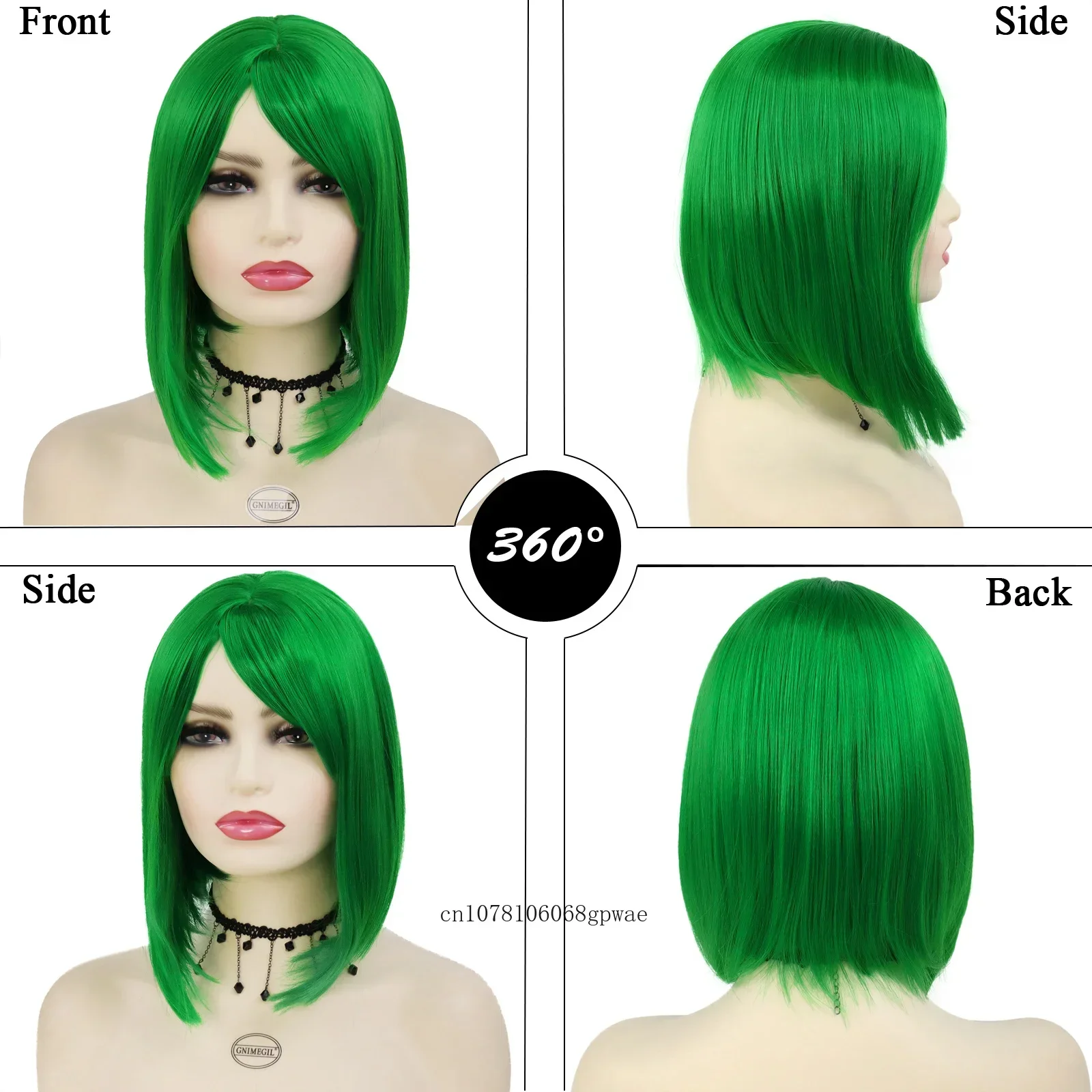 Pelucas verdes de pelo sintético para mujeres y niñas, peluca Bob recta corta con flequillo, Cosplay, fiesta de Halloween, uso Lolita, resistente al calor