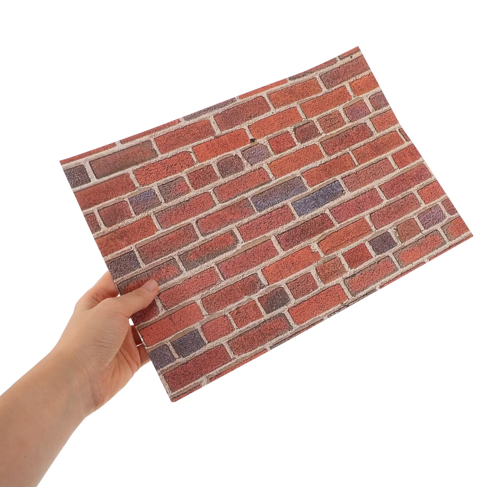 

12 Sheets Peel Stick Wallpaper 1:12 Scale Dollhouse Miniature Red Brick Self Adhesive Removable Wall Covering Brick Wall Paper