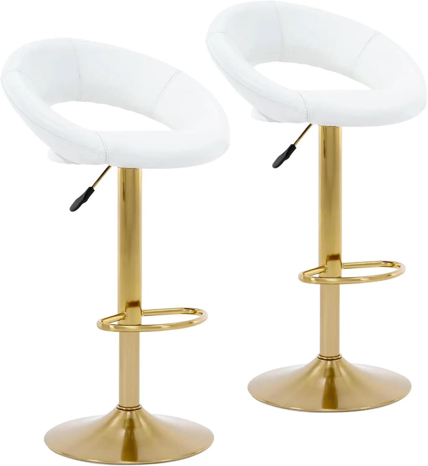 

Adjustable Bar Stools, Modern Cute PU Leather Swivel Barstools with Hollow Back, Airlift Counter Height Bar Chairs, Set of 2