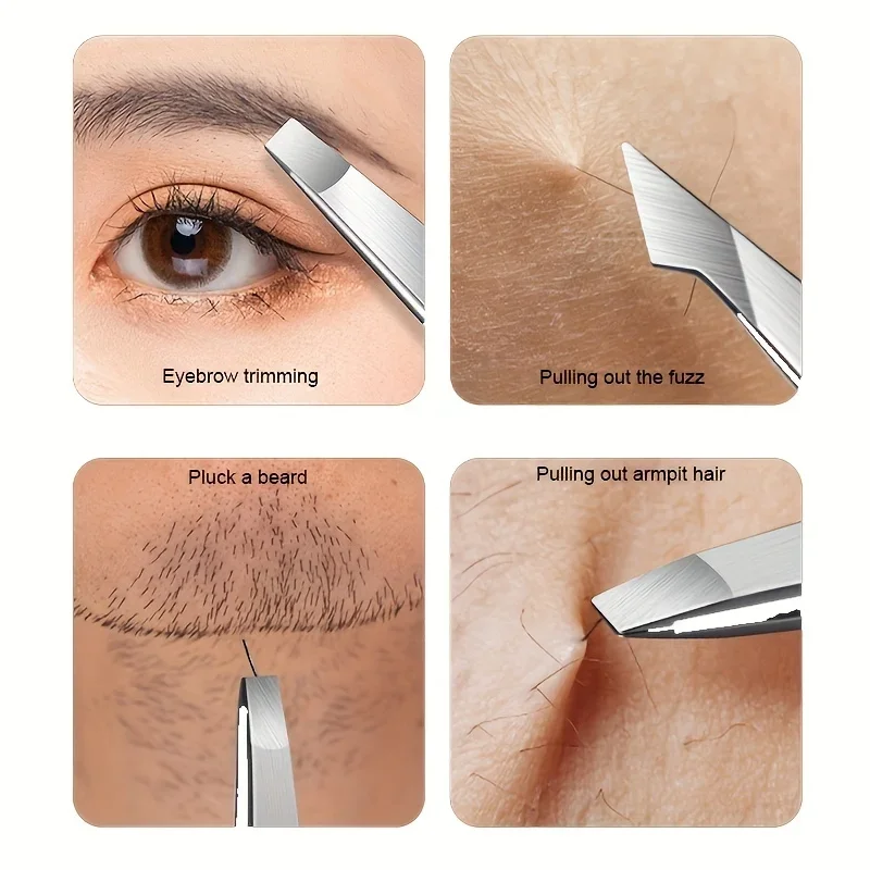 Ensemble de pincettes de précision en acier inoxydable pour sourcils et débris de poils du visage et épilation endogène adaptée aux hommes et aux femmes