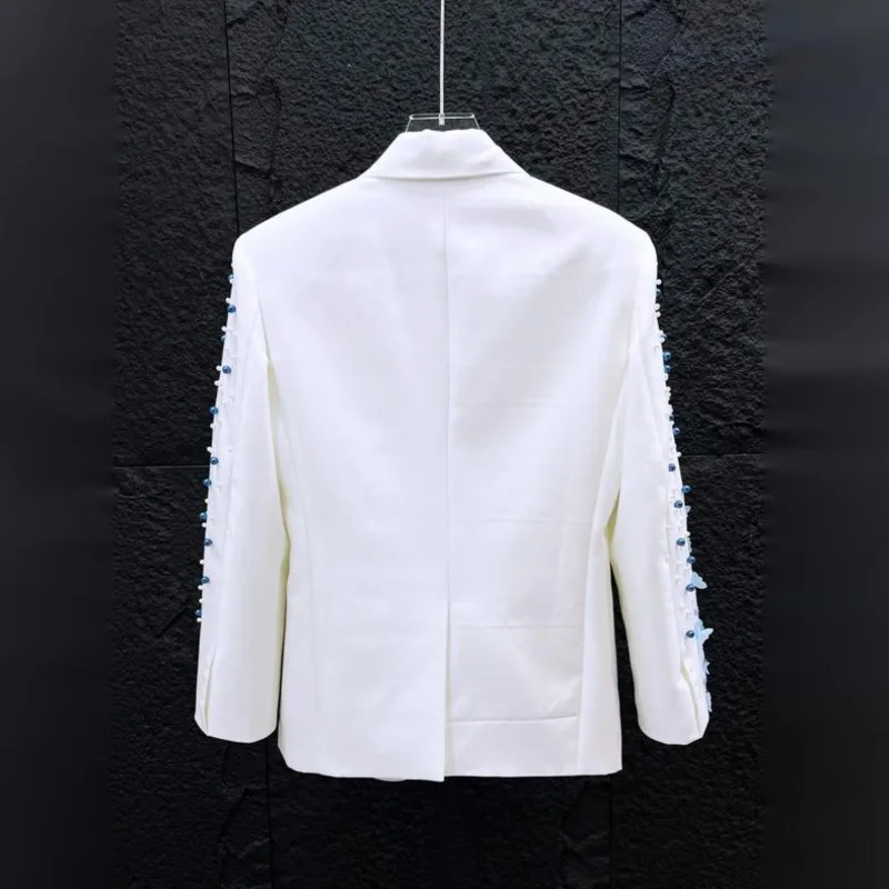WVGA Spring Autumn New Man High-end Butterfly Patchwork Trendy Blazer Heavy-duty Beaded Stylish Turn-Down Collar Coat Ins W22624