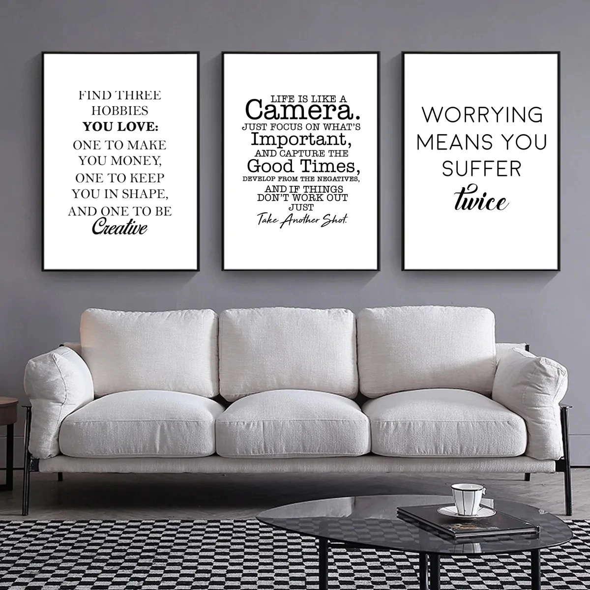 Canvas Painting Positive Energy Phrases Motivational Words Quote Poster Black and White Minimalist Wall Art Pictures Home Decor