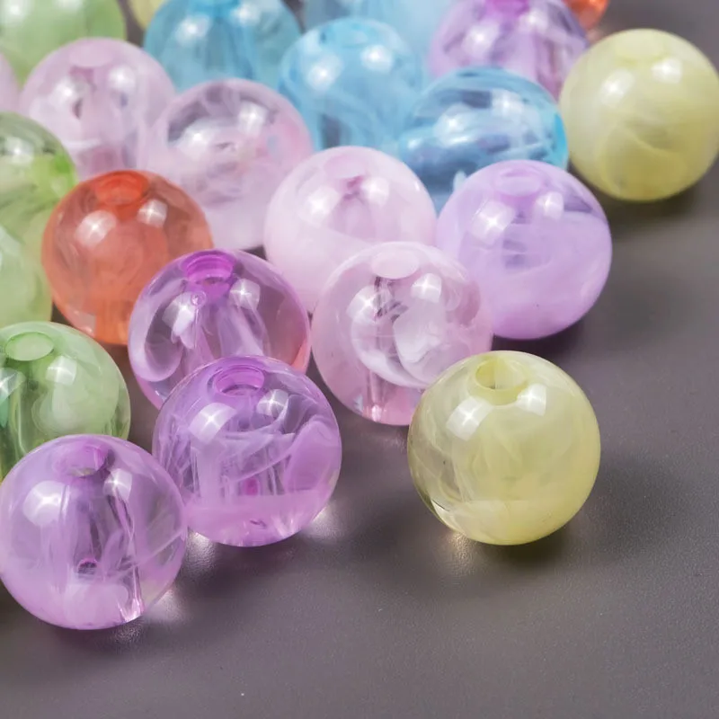 

Wholesale 200pcs 16mm Bright Cloudy Acrylic Jewelry Beads Ornament Accessory Material Necklace Bracelet Earring Keychain DIY