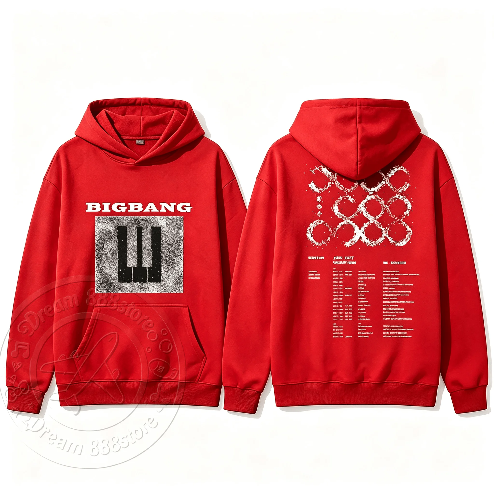 2026 BIGBANG 20. Jubiläums-Konzert Hoodie mit beidseitigem Tour-Liste-Druck, Unisex, Oversized, locker, lässig, Kpop Kapuzenpullover – Detail 5