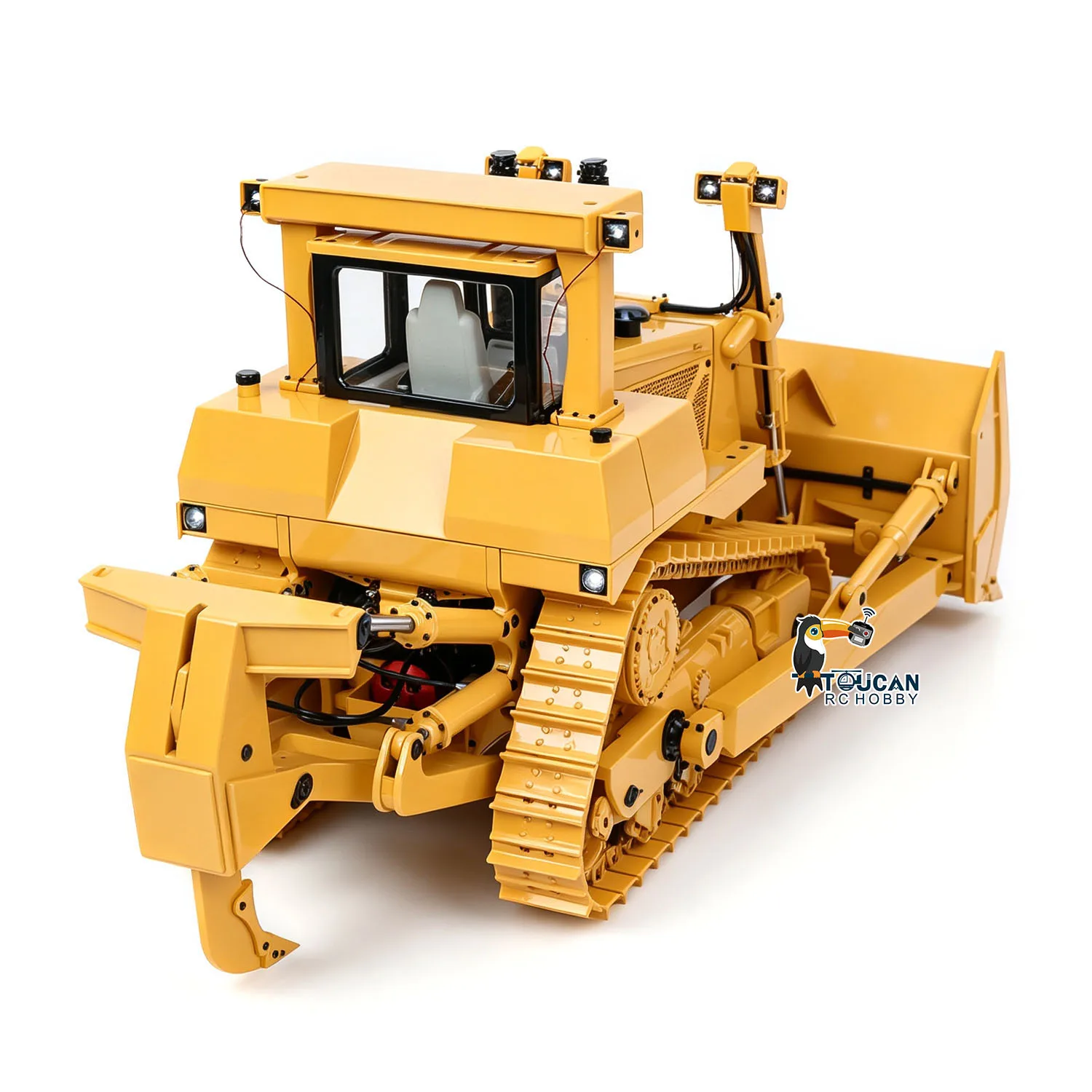 1/14 Metal RC Bulldozer Hydraulic DXR2 Remote Controller and Receiver D10T Tracked Dozer Model Sound Light System Radio Hydraulic Battery Assembled and Painted Model