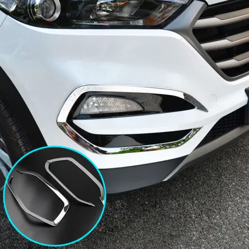 1Pair/2pcs FIT FOR 2015-2018 HYUNDAI TUCSON CHROME FRONT FOG LIGHT COVER TRIM BEZEL GARNISH LAMP