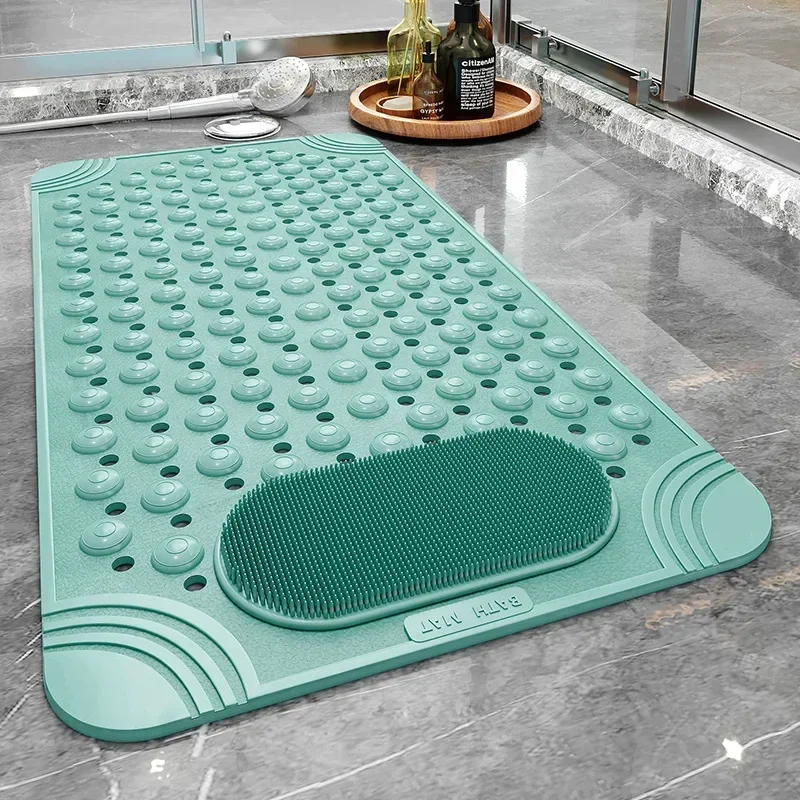 

Non-Slip Bathtub Mat PVC Safety Shower with Drain Hole Bathroom Mat Creative Massage Foot Mat Easy To Clean Bathroom Accessories