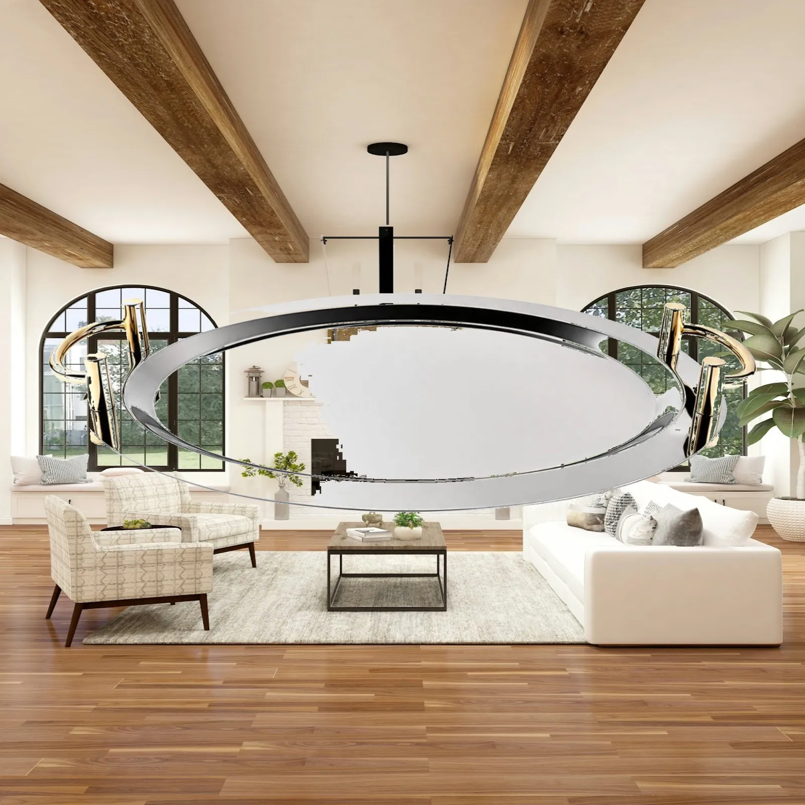 Platter Flat Mirror-Polished Serving Tray with Gold Handles Shallow Oval Stainless Steel Tray Elegant for Restaurants