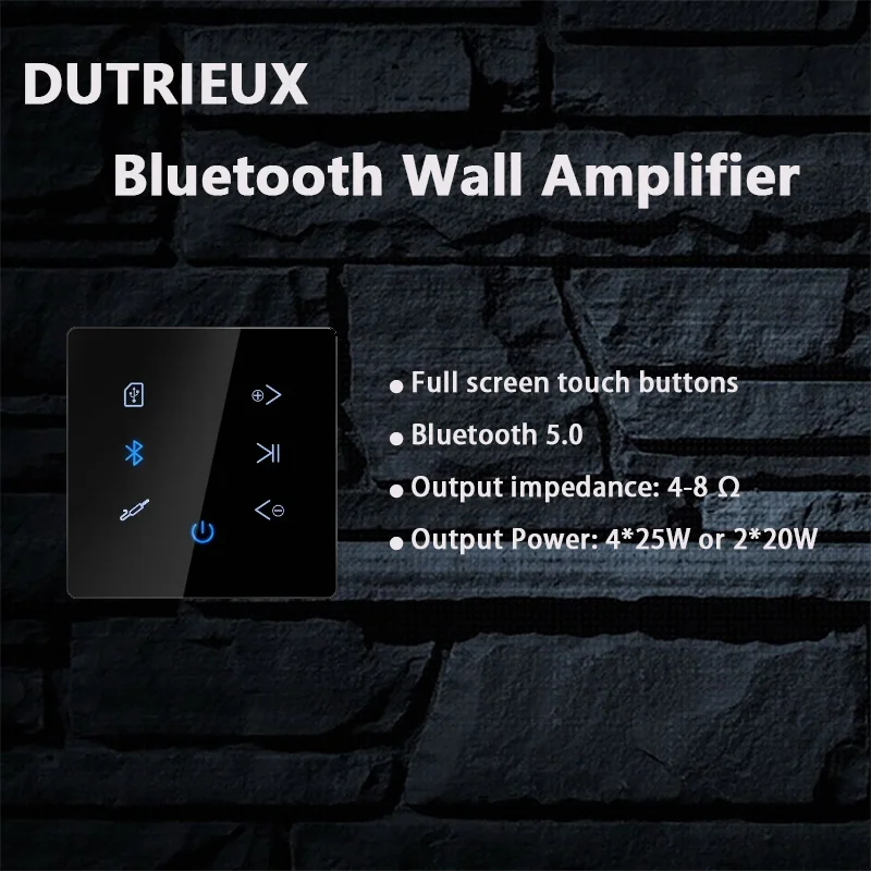 

2 Channel 20W Class D In Wall Amplifier Audio Touch Screen Bluetooth-compatible Smart Home Theater Cinema System Radio Aux