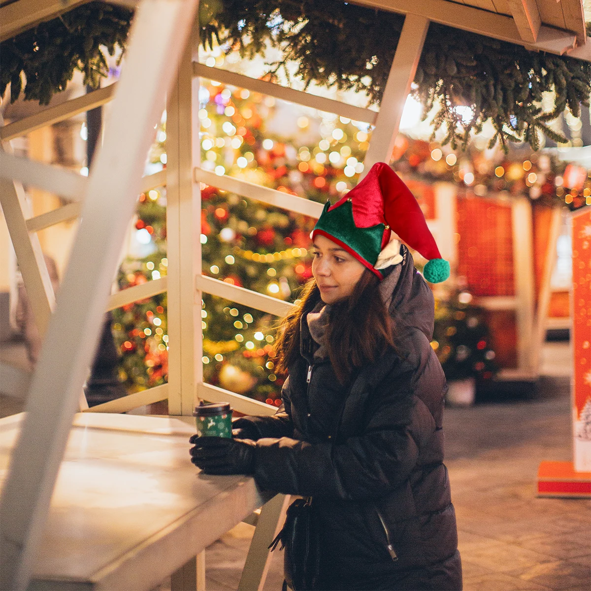 

1Pcs Christmas Elf Hat Bell Decor Velour Fabric Party Cosplay Stage Performance Supplies Velour Elf Hats Hat Party Supplies