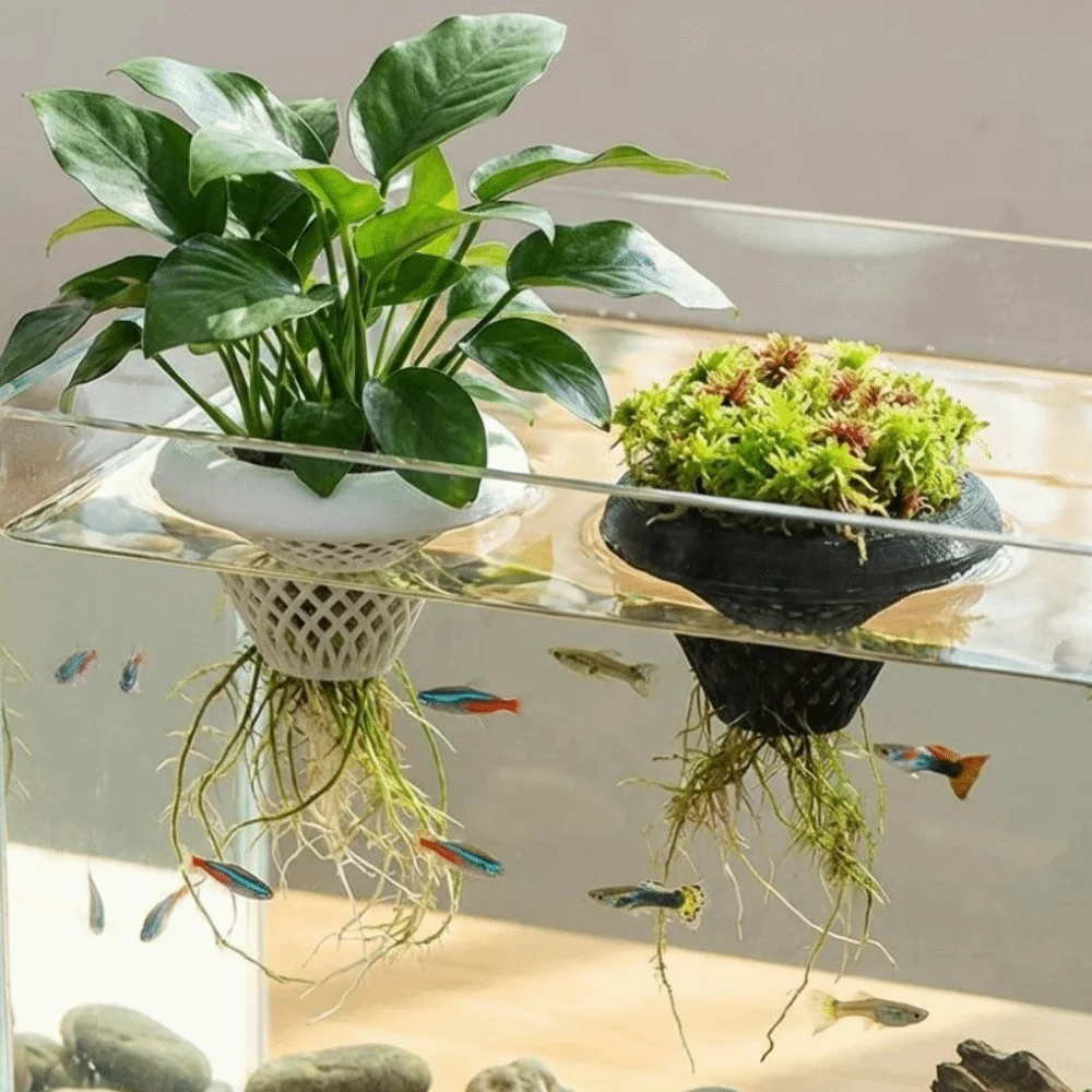 3D Printed Floating Aquarium Planting Basket Growing Pots Plastic Fish Plant Symbiosis Planter Decorative