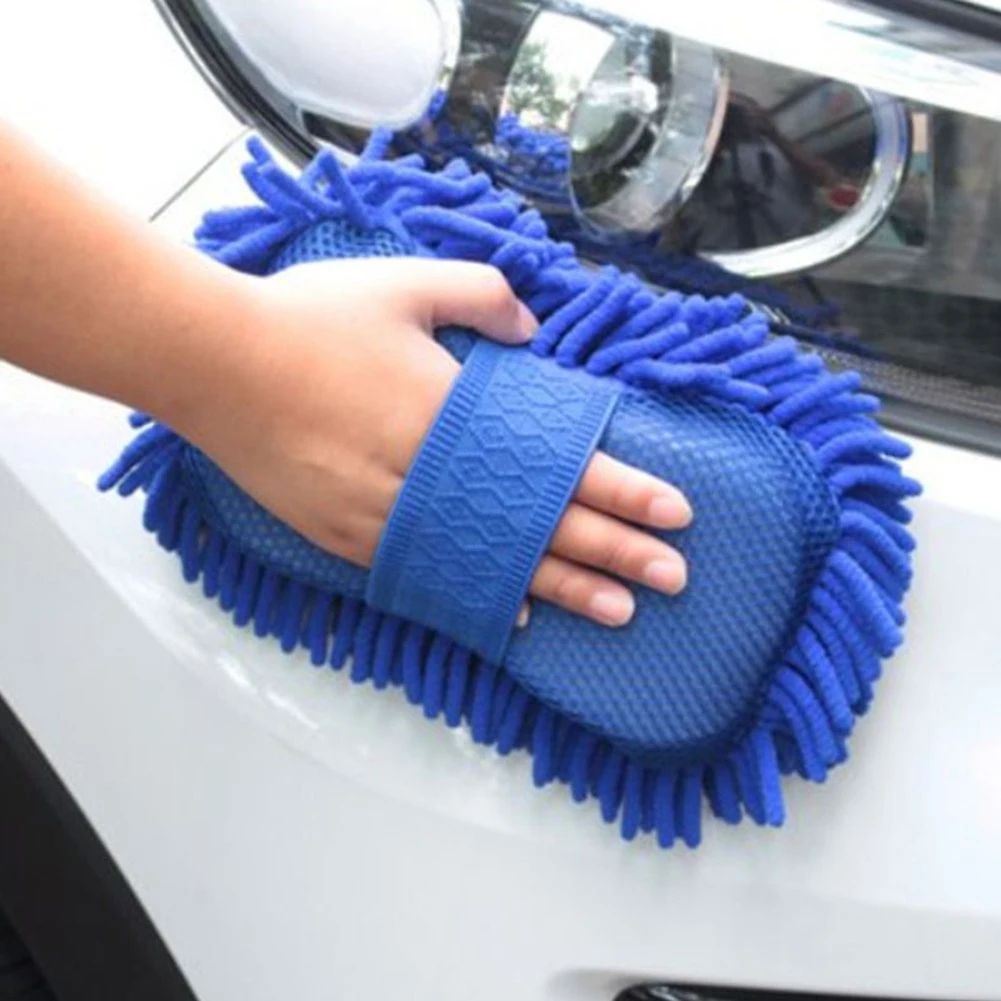 

Blue Microfiber Chenille Car Wash Sponges Care Washing Brushes Pad Cleaning Tools Automotive Beauty And Cleaning Products Tools