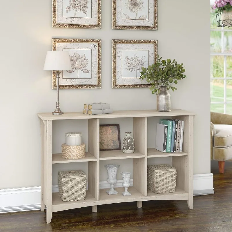 

Salinas Cube Shelf and Bookcase | Display Cabinet with 6 Shelves in Antique White | Modern Storage Cabinet with Open Bookshelf