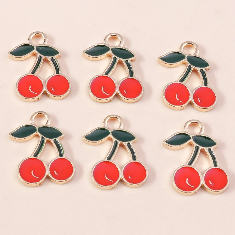 20 Stück Niedliche Gemischte Frucht-Anhänger Emaille Erdbeer-Trauben-Kirsch-Charms für Schmuckherstellung Halsketten Ohrringe DIY Basteln Geschenk – Detail 6