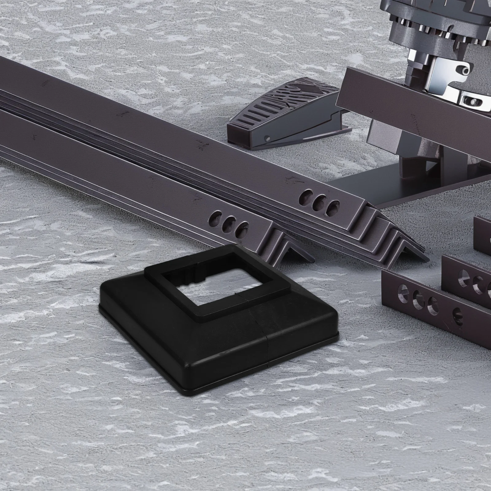 

6 шт., базовая крышка для палубы, разделенный стиль, виниловый чехол для перил для забора, сменная пластиковая юбка, квадратная черная уличная юбка