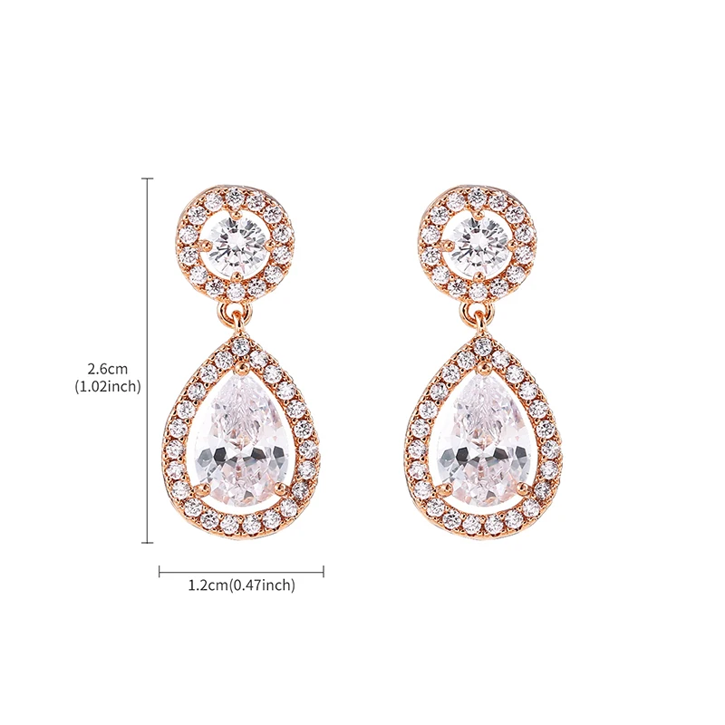 WEIMANJINGDIAN Brand New Arrival Dainty Pear and Round Cubic Zirconia CZ Zircon Crystal Drop Earrings for Bride or Bridesmaid