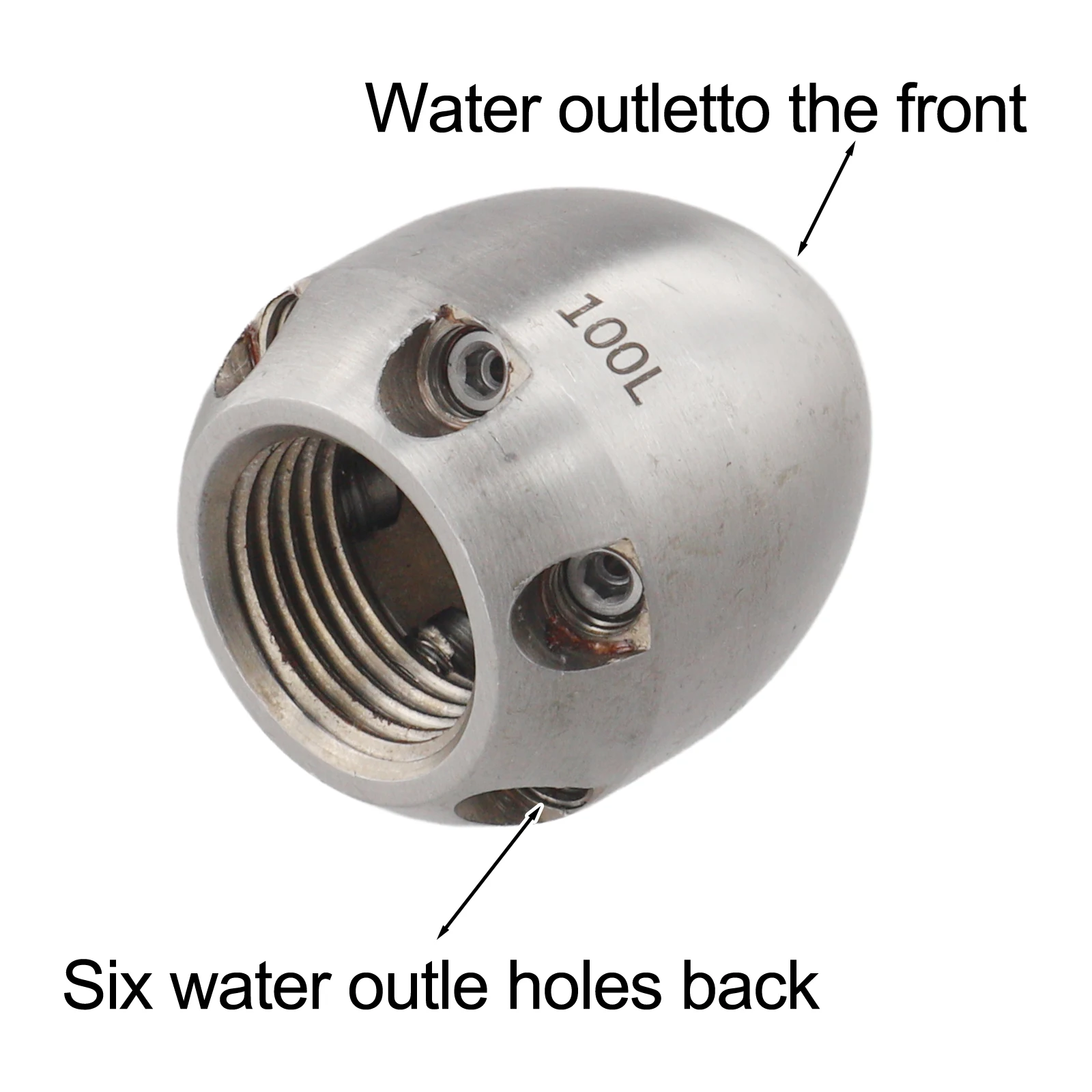 50/83/100L High Pressure Cleaner Sewer Nozzle Front 1 Rear 6 Hole 1/2'' Stainless Steel Sewer Drain Pipe Cleaning Nozzle