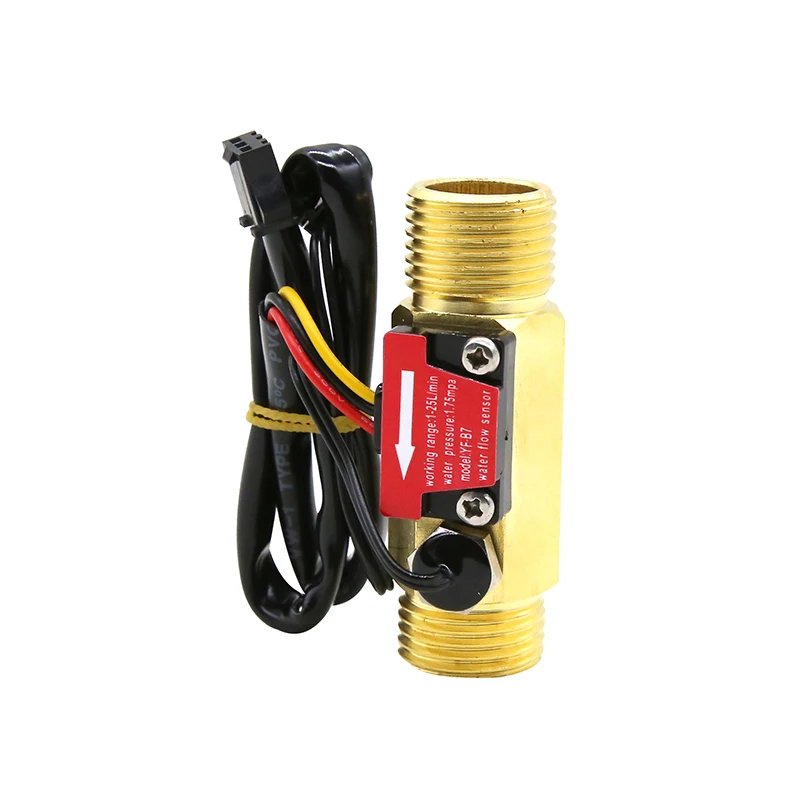 1/2" 3/4" Wasserdurchflusssensor-Schalter mit Temperaturerkennung für Turbinen-Flüssigkeitssensor, Kupfergehäuse, Hall-Durchflussmesser – Detail 3