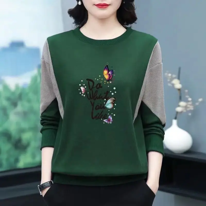 Spring Autumn Women Cotton Long Sleeve T-shirt Elegant Vintage Fashion Female Clothing Butterfly Printing Loose Casual Top 2023