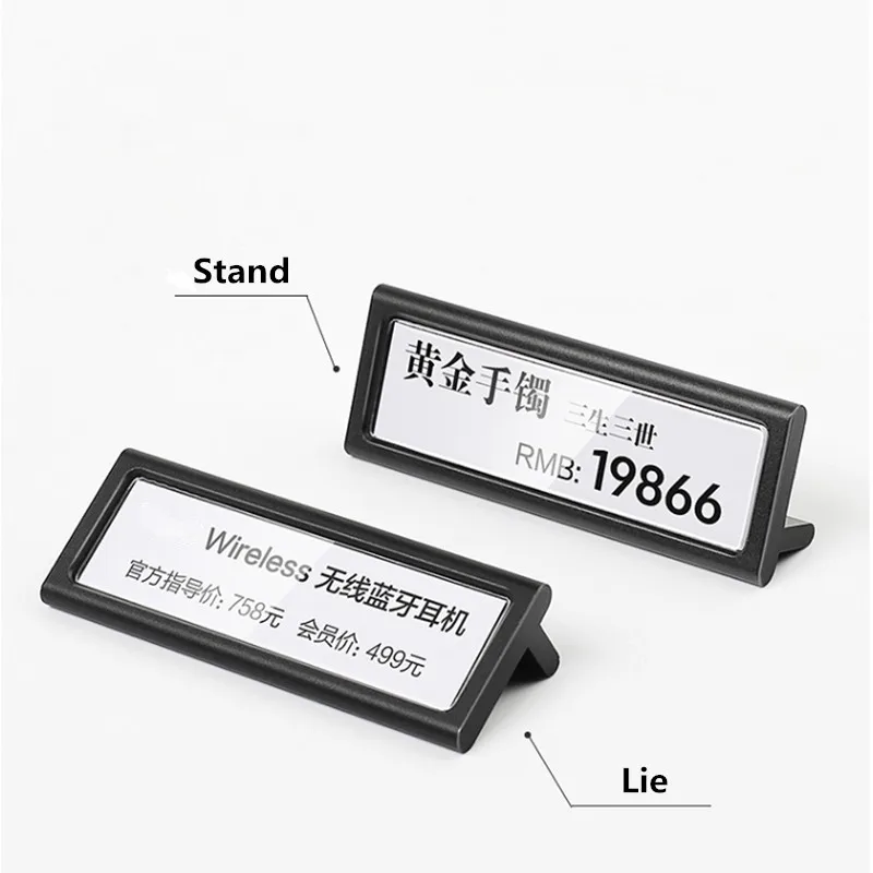 50x14mm Metal Price Label Holder Tags Table Name Card Holder Retail Price Marker Merchandise Sign Paper Holder Display Stand