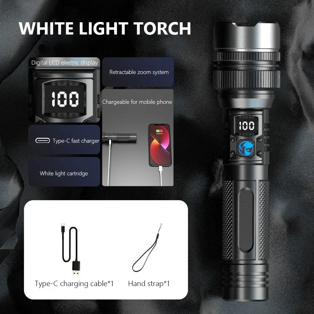 

LED Flashlight Rechargeable Flashlight 500 Lumens Flash Light Zoomable for Camping Hiking Outdoor Home Emergency
