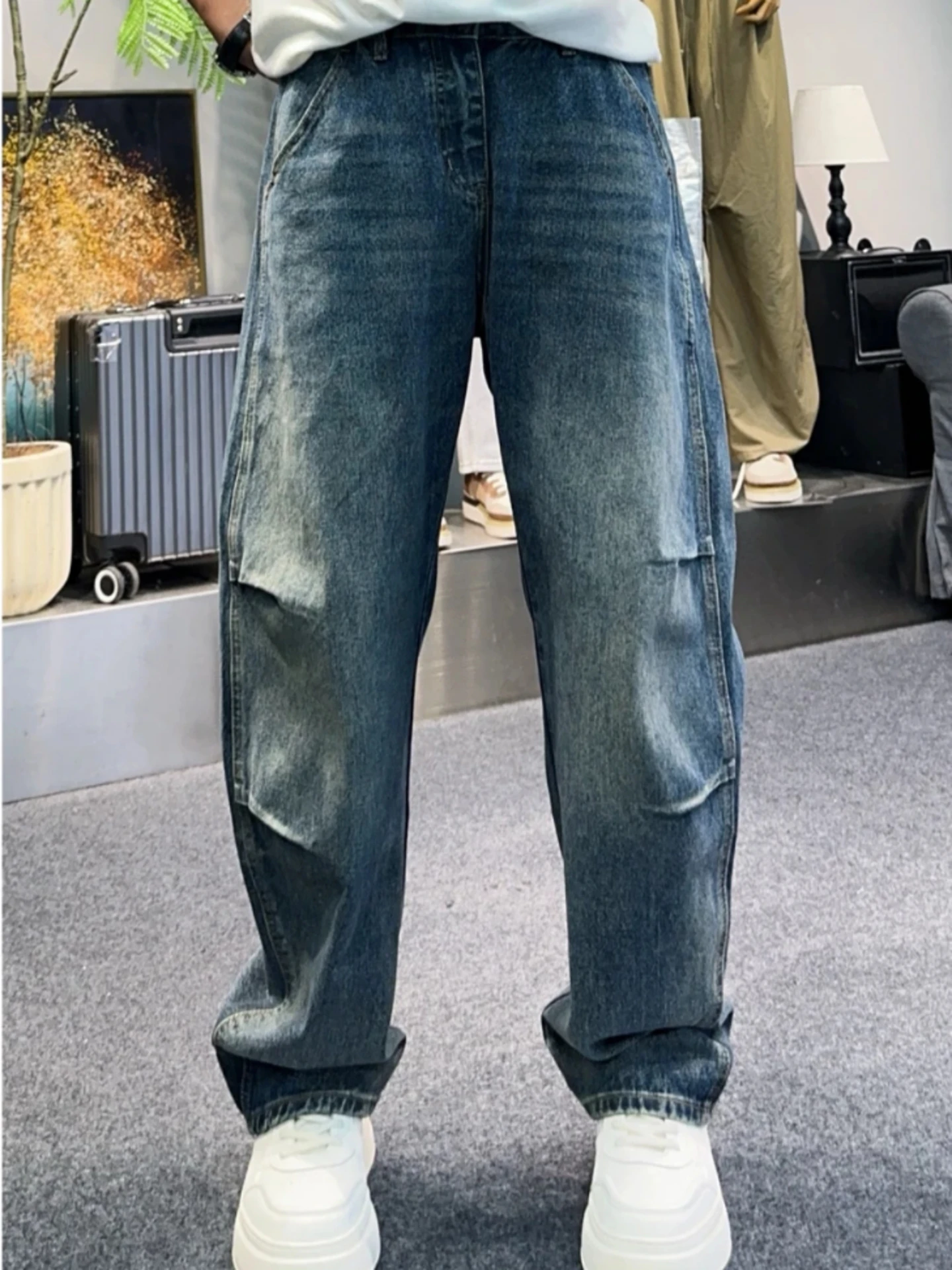 

Мужские джинсы-стрейт из плотного денима в стиле ретро, повседневные брюки для осени и зимы, модные, универсальные, удобные