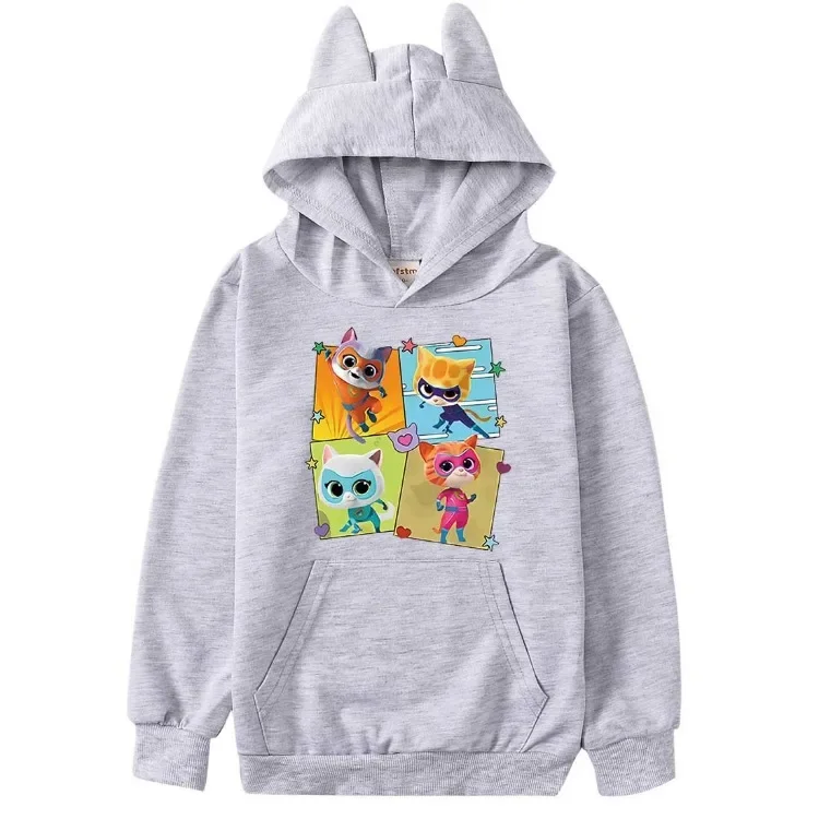 Anime SuperKitties Hoodie Kinder Super Cats Kleidung Baby Mädchen Cartoon Pullover Kleinkind Jungen Kapuzenpullover Kinderkleidung – Detail 3