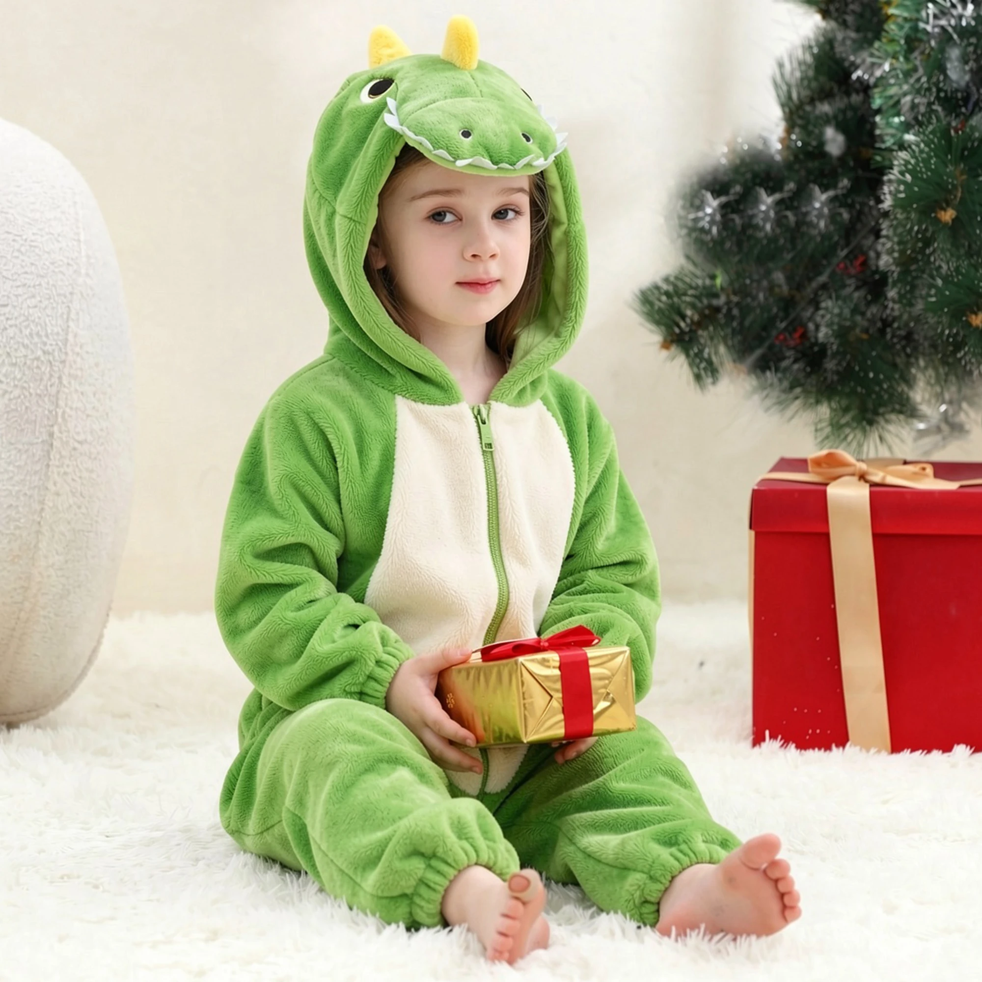 MICHLEY Löwen-Kinder-Schlafsack, Flanell-Decke, Schlafanzug 3-12 Jahre, Kapuzenpyjama, Kostümkleidung, Jumpsuit für Jungen und Mädchen – Detail 5
