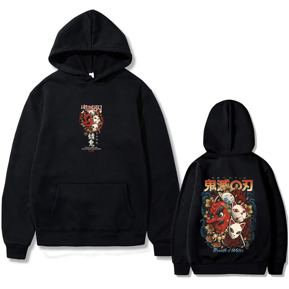 

Anime Demon Slayer Sabito Mask Face Graphic Hoodie Men Women Fleece Cotton Pullover Hoodies Male Fashion Oversized Streetwear
