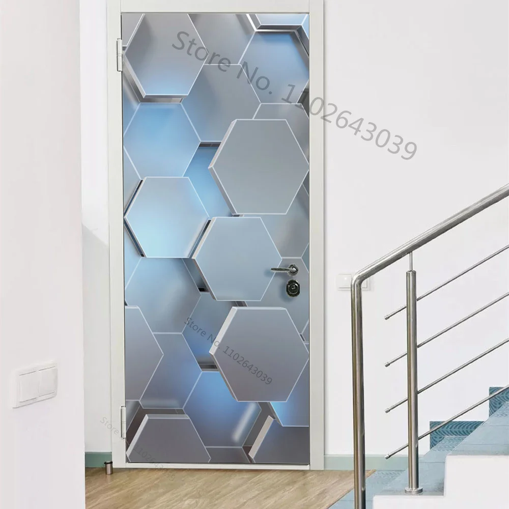 Self adhesive Door Sticker Modern Abstract Decoration Stickers Vinyl Waterproof Removable Corridor Art Poster Decals Home Decor