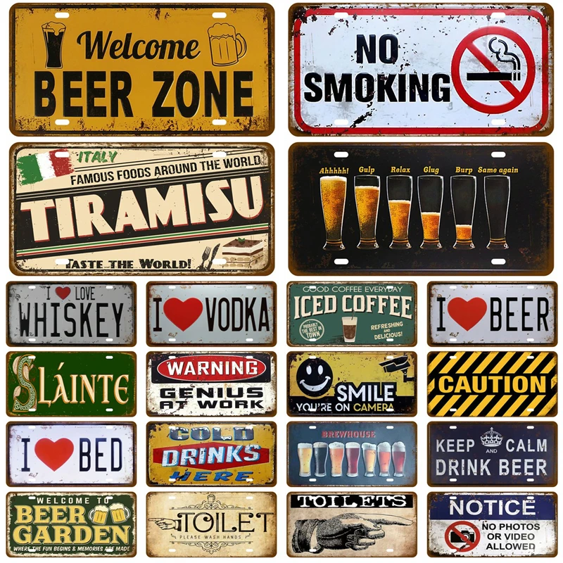 Beer Drink Tin Sign Welcome WIFI Tinplate Plate Vodka Wall Decor Restrooms Vintage Pub Bar Metal Sign Painting Plaques Poster