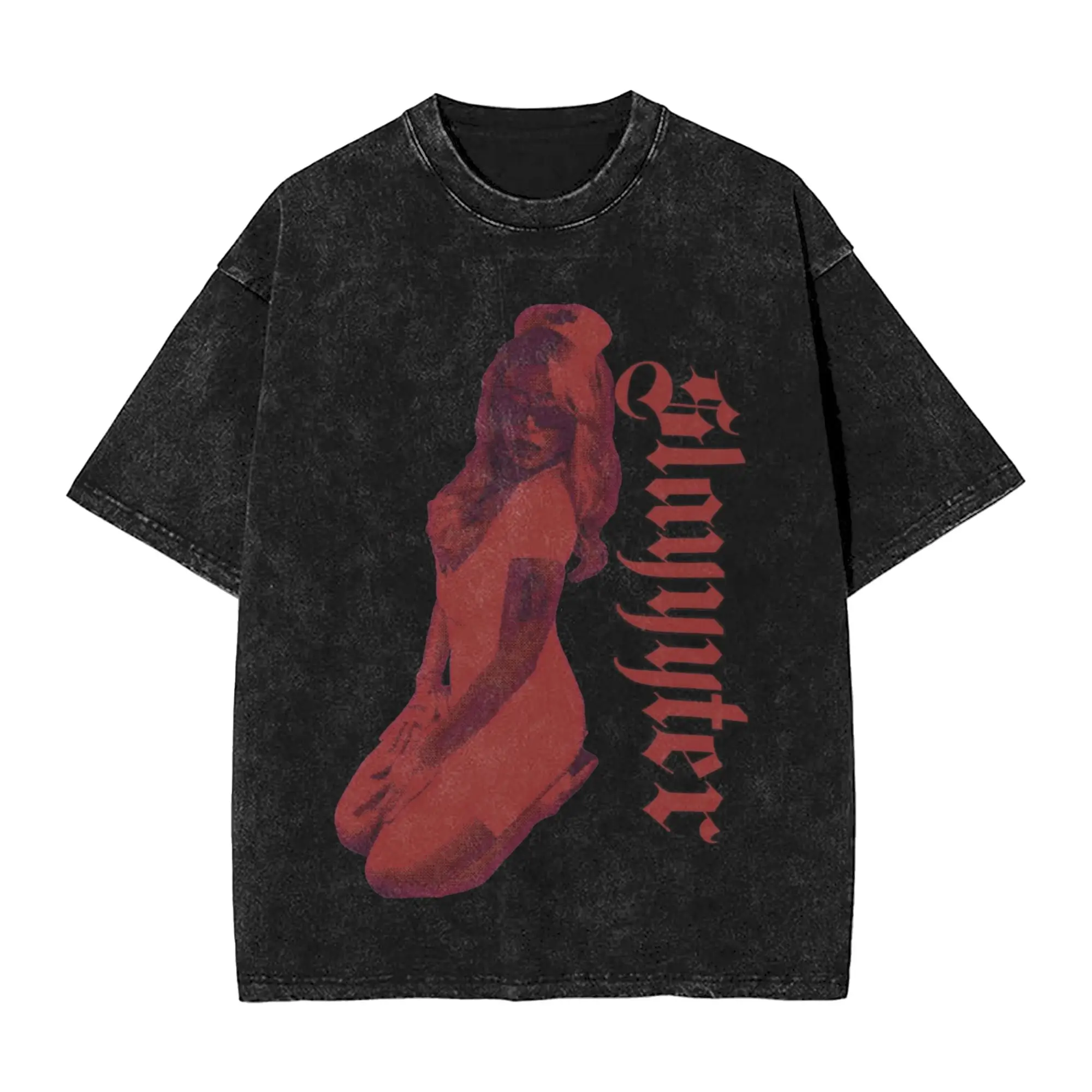 USA Slayyyter Singer T Shirt Hip Hop Washed Short Sleeve High Street T-Shirts  Cool Men Women Tops Streetwear Summer Tops Tees