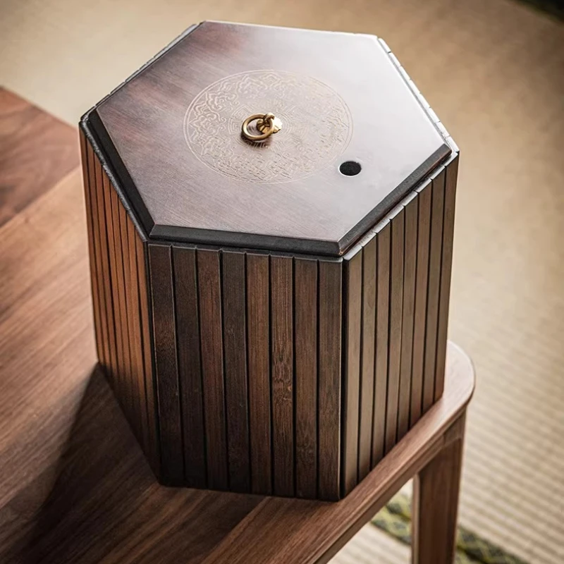 

Ведро для чайных отходов из бамбукового дерева, новый контейнер для воды в китайском стиле большой емкости для чайной церемонии, креативный элемент декора для хранения