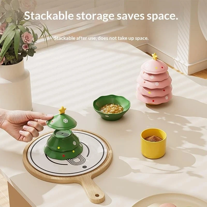1Pc Christmas Tree Shaped Dipping Dish Set High Appearance Household Hotpot Small Plate Soy Sauce Seasoning Dish Cute Tableware view 4