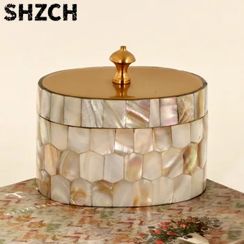 E Indian style brass shell storage jewelry box home living room desktop decoration ornament