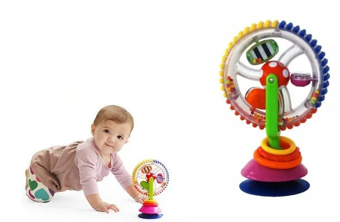 Baby Rotating Ferris Wheel Rattle with Suction Cup Early Development Rattle Toy Funny Feeding Plaything for Babies and Toddlers