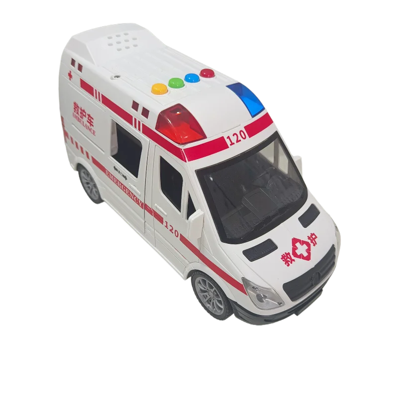 Five-door ambulance, public security car model, with sound and light music, inertial exercise, children's holiday birthday gift