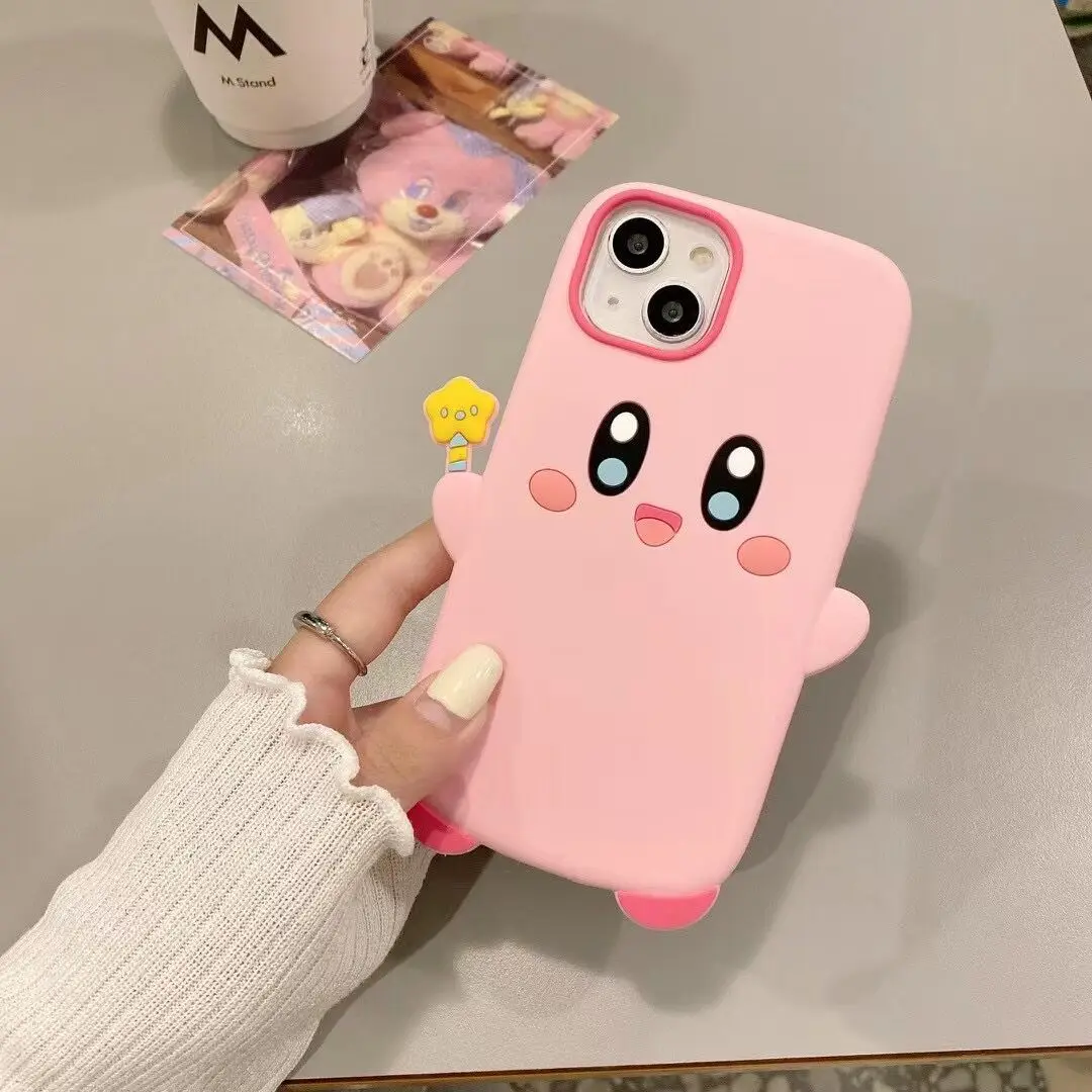 Funda de teléfono móvil de dibujos animados Kawaii Kirby para IPhone 13, 12, 11, 8, 7 Pro Max, funda trasera de silicona suave Y2K