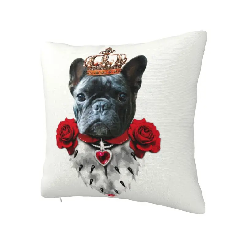 French Bulldog Bully King Cushion Cover 40x40cm Funny Animal Puppy Velvet Nordic Throw Pillow Case Home Decoration