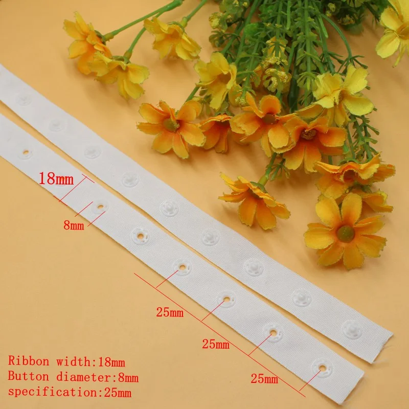 2/5 metrów/dużo 18mm czarny/biały z tworzywa sztucznego z niewidocznym przystawki przycisk taśma wstążkowa wykończenia dla dziecka szycie ubrań