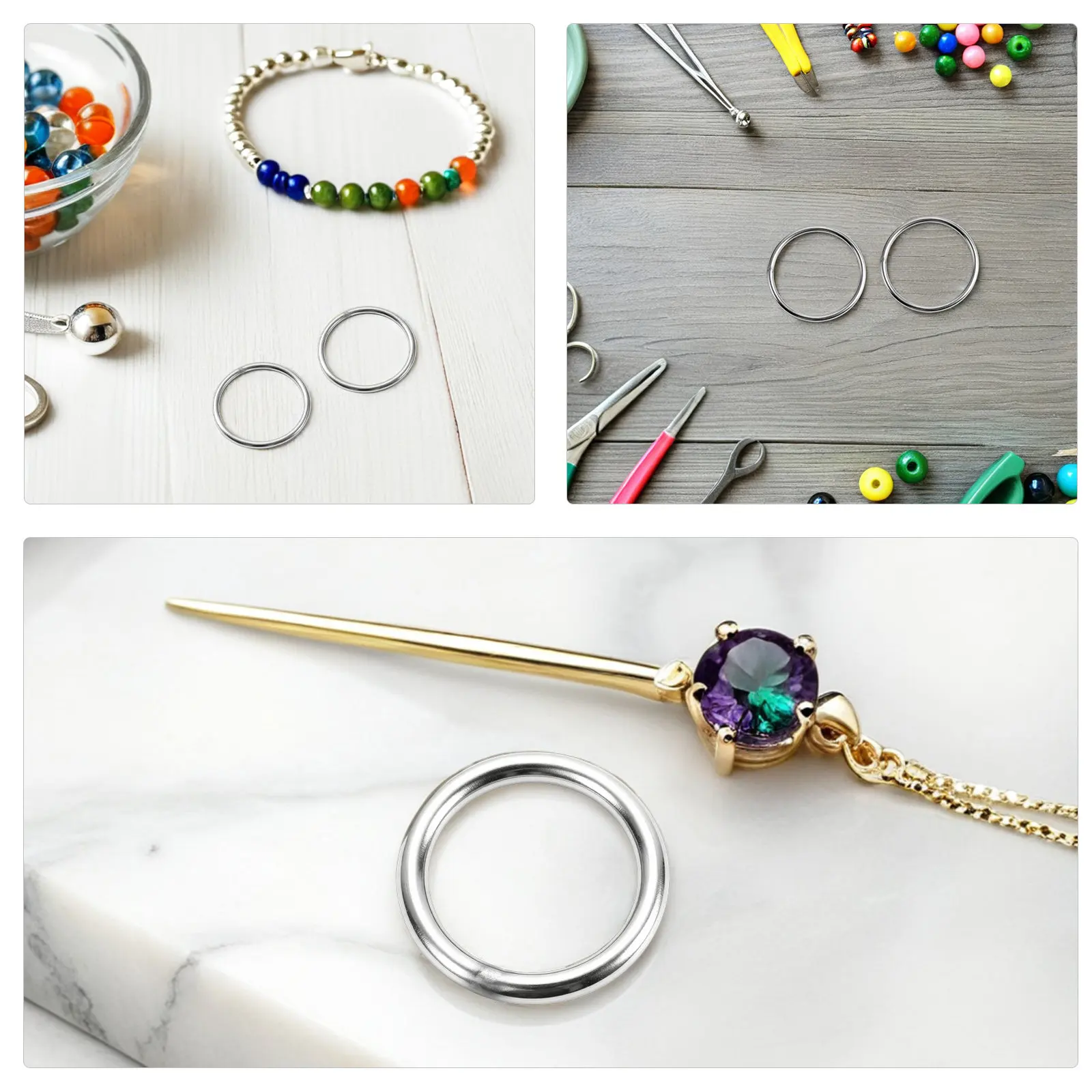 12Pcs Stainless Steel Welded Rings Large Metal Circles for Crafts 40Mm Heavy Duty Jump Rings Jewelry Connectors Marine Hardware